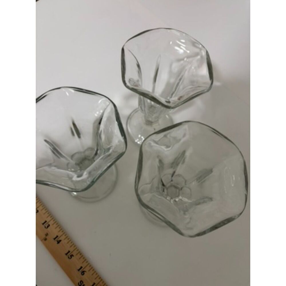 vtg clear paneled footed glass sundae or parfait dish - 3